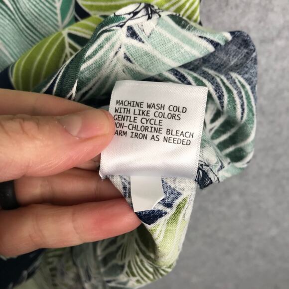 Panama Jack Top Womens Plus 1X Green Linen Palm‎ Resort Tropical Vacation Shirt - Picture 10 of 11